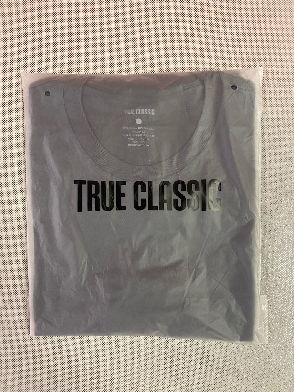 True Classic Men's Short Sleeve T-Shirt in Gray with Logo